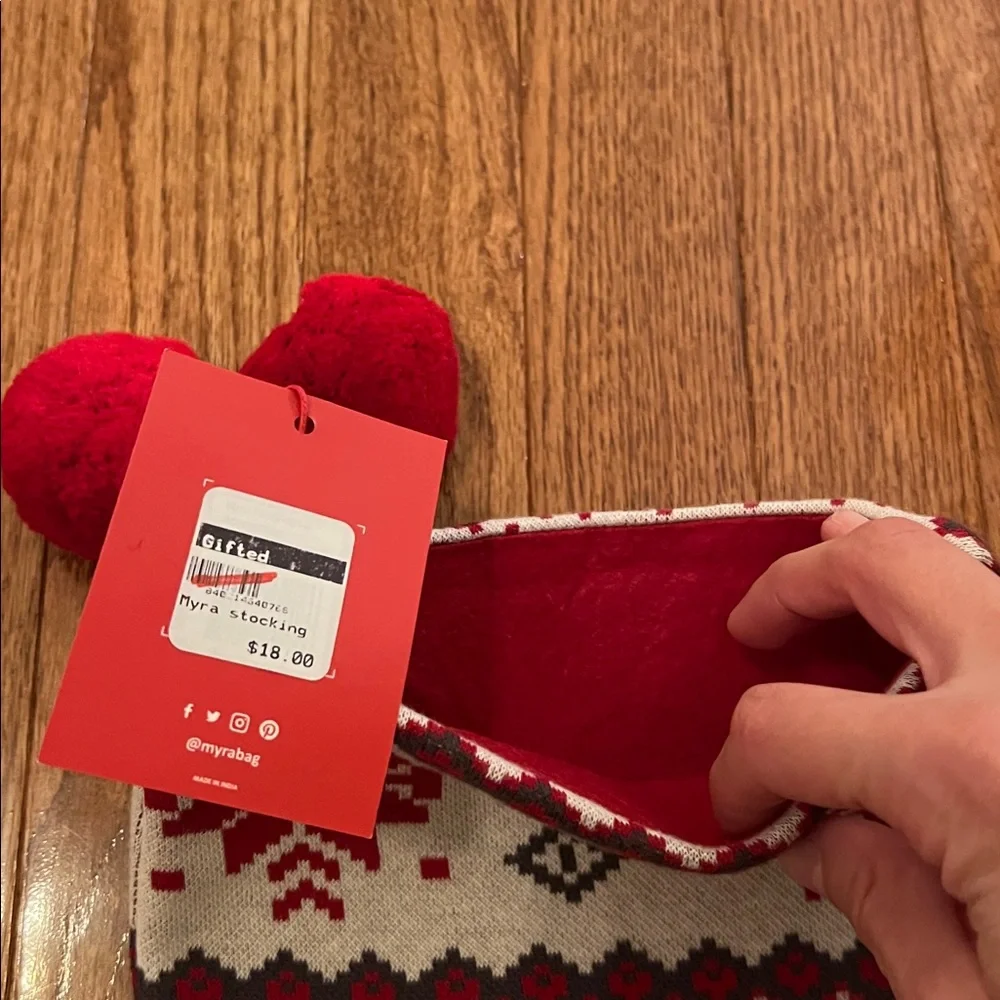 NWT Set of 2 Myra Bag Nordic Red & White Christmas Stockings
